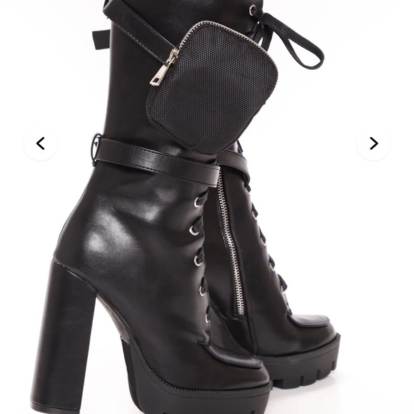 Fashion Nova Black High-Heel Lace-Up Boots - Picture 3 of 4